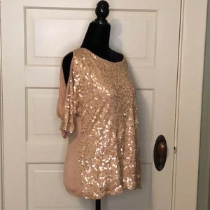 Sequined Cold Shoulder Top